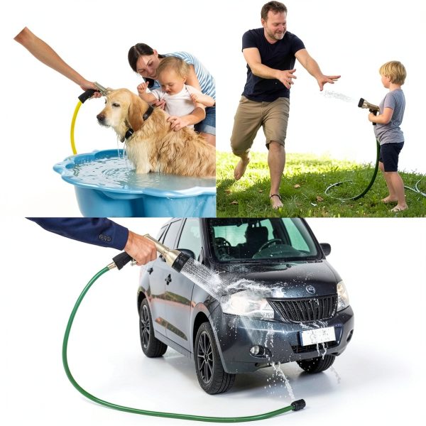 Arxive Metal Garden Hose Nozzle 7 Spray Settings Black-6