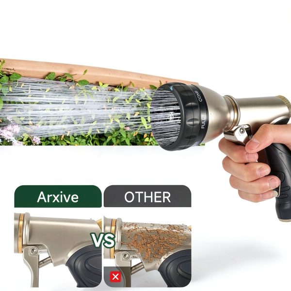 Arxive Metal Garden Hose Nozzle 7 Spray Settings Black-3