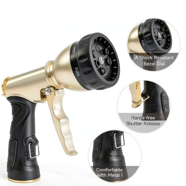 Arxive Metal Garden Hose Nozzle 7 Spray Settings Black-1