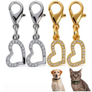 Pet Collar Charms by DELORIGIN Heart Rhinestones Unisex-0