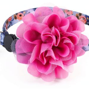 Cat Collar Charm Upaw Purple Flower Adjustable-0