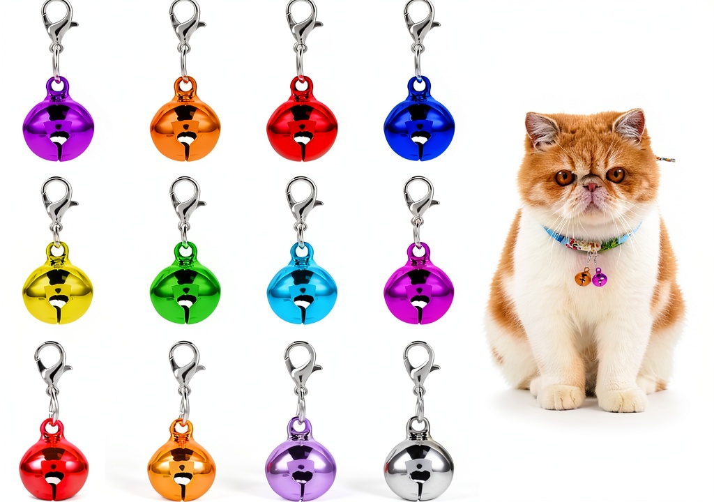 Pet collar bells attached to a dog collar in a park