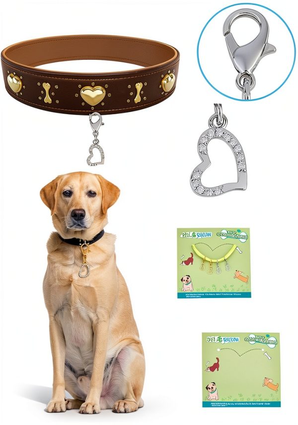 Pet Collar Charms by DELORIGIN Heart Rhinestones Unisex-2