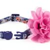 Cat Collar Charm Upaw Purple Flower Adjustable-1