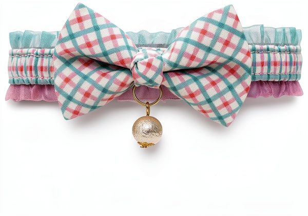 Blueberry Pet Cat Collar Choker with Bow and Pearl Charm One Size-3