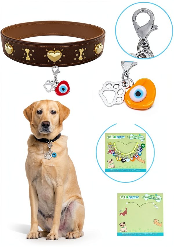Pet Collar Charms DELORIGIN Heart Evil Eye Set 14 Pieces Alloy-2