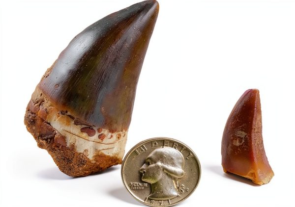 Mosasaur Tooth Museum Grade DINOSAURS ROCK Fossil with Bonus Tooth-5