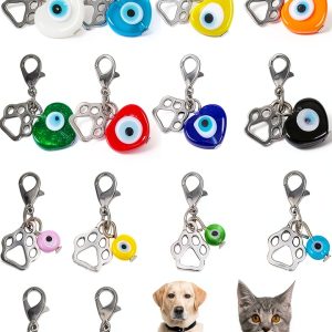 Pet Collar Charms DELORIGIN Heart Evil Eye Set 14 Pieces Alloy-0