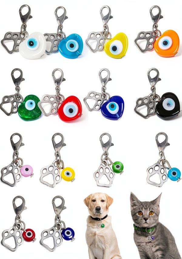 Pet Collar Charms DELORIGIN Heart Evil Eye Set 14 Pieces Alloy-0