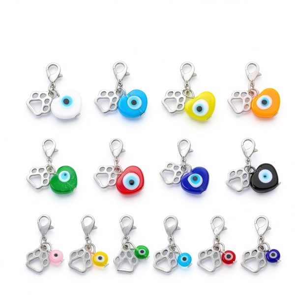 Pet Collar Charms DELORIGIN Heart Evil Eye Set 14 Pieces Alloy-1