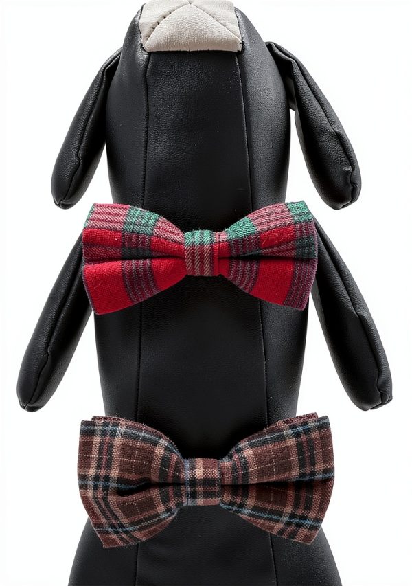 Plaid Dog Bow Tie Set 10‑Piece – Soft Polyester‑Cotton, Adjustable-3