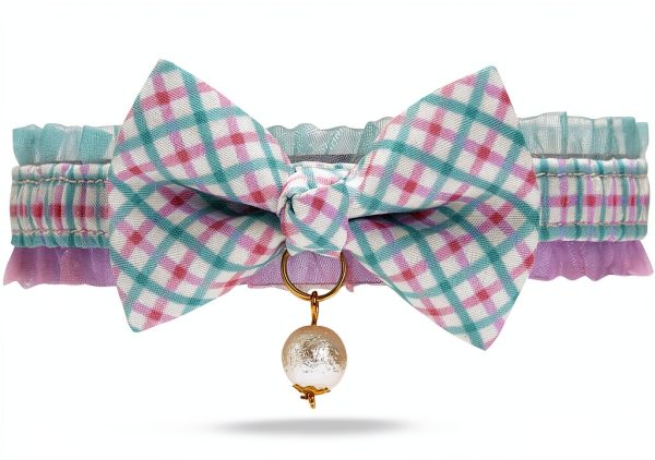 Blueberry Pet Cat Collar Choker with Bow and Pearl Charm One Size-0