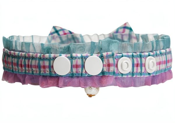 Blueberry Pet Cat Collar Choker with Bow and Pearl Charm One Size-1