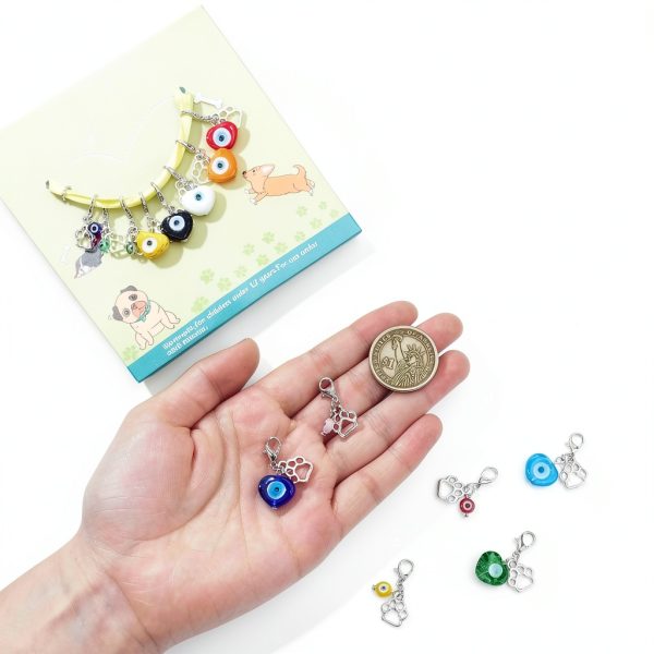 Pet Collar Charms DELORIGIN Heart Evil Eye Set 14 Pieces Alloy-3