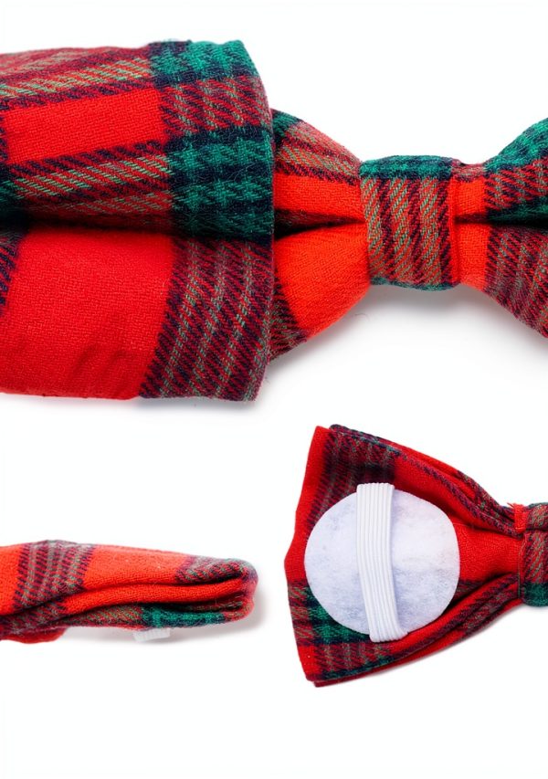 Plaid Dog Bow Tie Set 10‑Piece – Soft Polyester‑Cotton, Adjustable-2