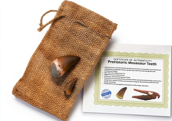 Mosasaur Tooth Museum Grade DINOSAURS ROCK Fossil with Bonus Tooth-1