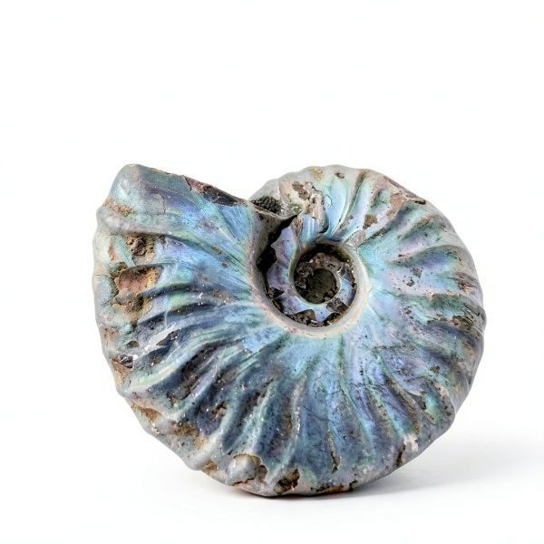 Silver Iridescent Ammonite Fossil Lapidary Central 110 Myr Authentic-3