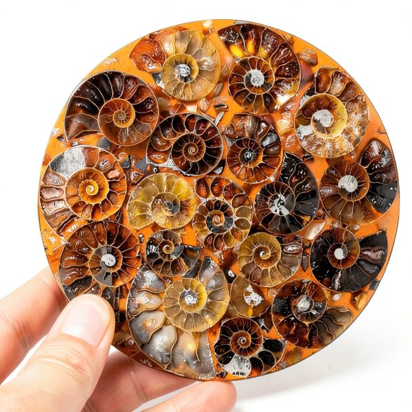 Natural Ammonite Fossil Disc Cintoko Feng Shui Home Decor with Stand-3